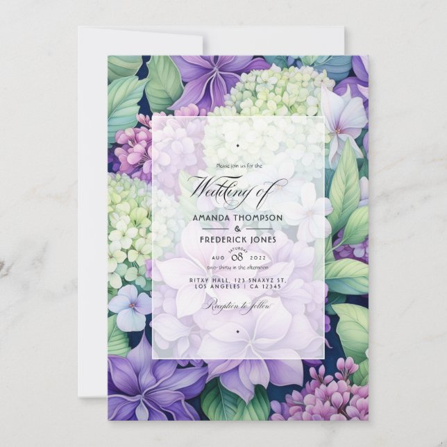 Invitation Lilac, Céleri et Mariage floral blanc (Devant)