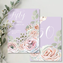 Invitation Lilac Delicate aquarelle rose palepink fête annive