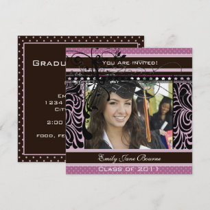 Invitation Lilac Dots & Swirls Senior Pictures Classe de