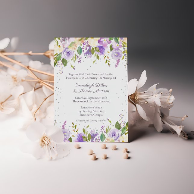 Invitation Lilac et Lavender Purple Rose Mariage (Créateur téléchargé)