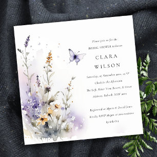 Invitation Lilac Fleur sauvage Papillon Fête des mariées de j