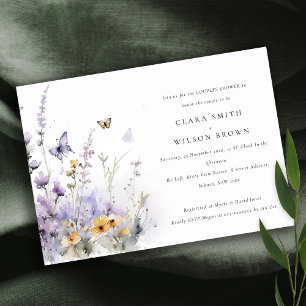 Invitation Lilac Fleur sauvage Papillon Jardin Couples Douche