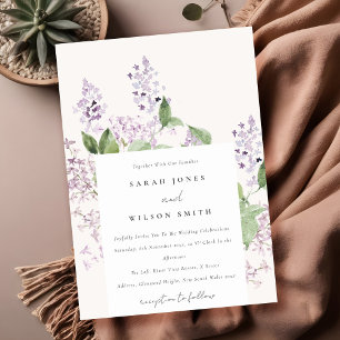 Invitation Lilac Floral Cottage Jardin Aquarelle Mariage