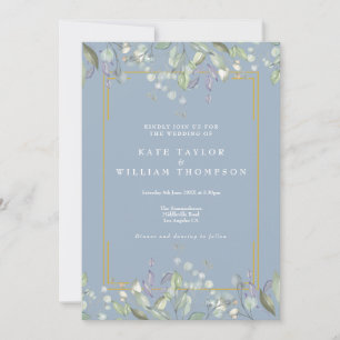 Invitation Lilac Floral Dusty Bleu Tout en un Mariage
