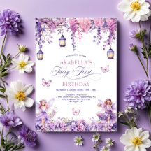 Lilac Floral Fairy Première fête d'anniversaire