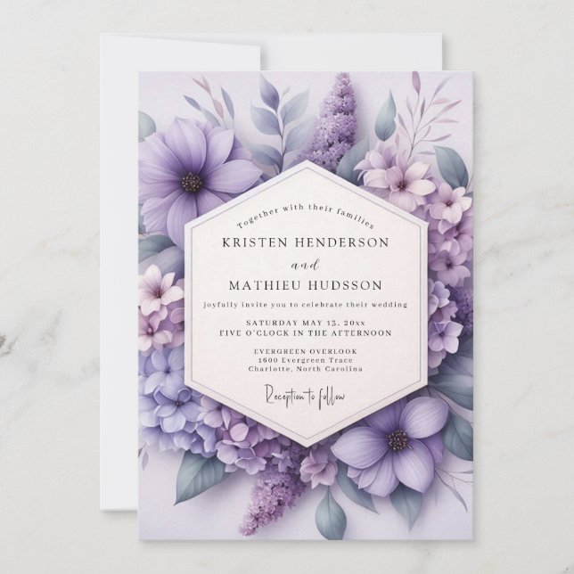 Invitation Lilac Floral Meadow Wedding (Devant)