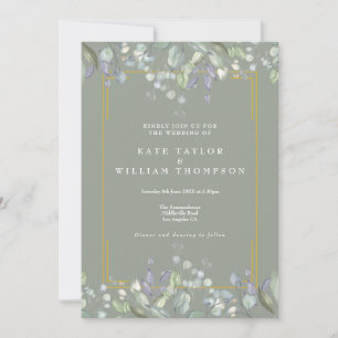 Invitation Lilac Floral Sage Green All In One Mariage Détails