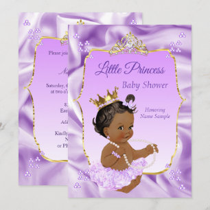 Invitation Lilac Gold Princess Baby Shower Fille Ethnique
