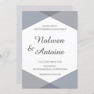 Invitation Lilac gris bleu géométrique élégant mariage modern
