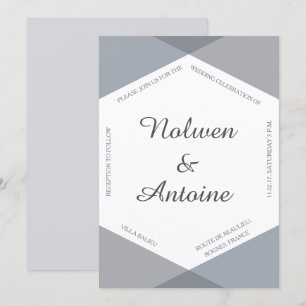 Invitation Lilac gris bleu hexagone élégant mariage moderne