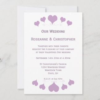 Invitation Lilac Hearts Design Wedding