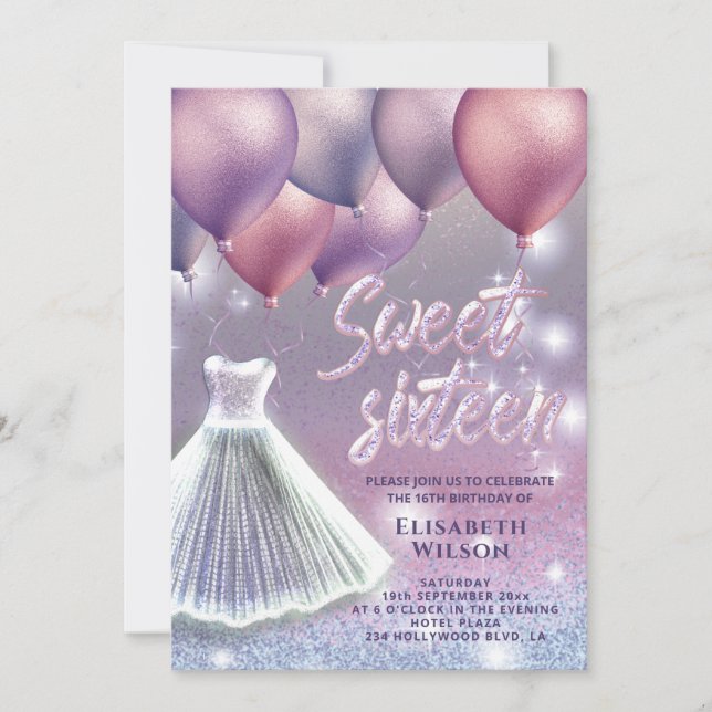 Invitation Lilac lavande scintillante robe de gloire en (Devant)