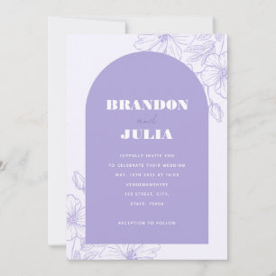 Invitation Lilac Lavender Boho Arch Floral Botanal QR Code