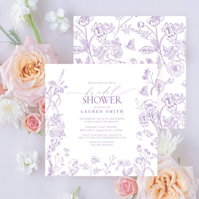 Invitation Lilac Lavender Fête des mariées florale victorienn (Créateur téléchargé)