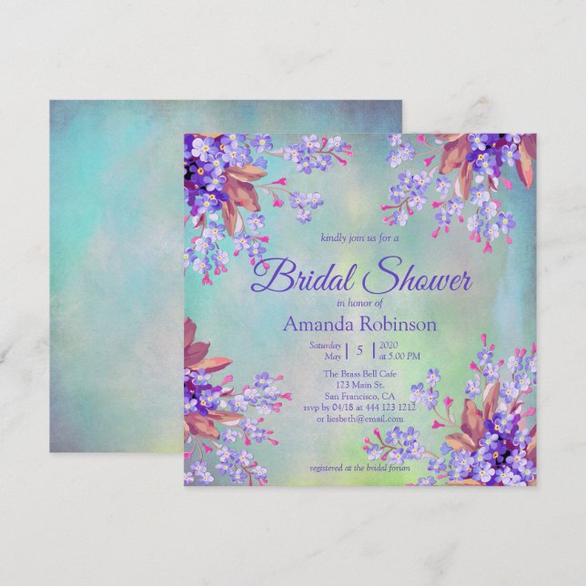Invitation Lilac Lavender Flower Fête des mariées (Devant / Derrière)