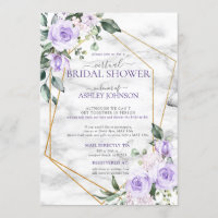 Lilac Lavender Gold Marbre Floral Douche virtuelle