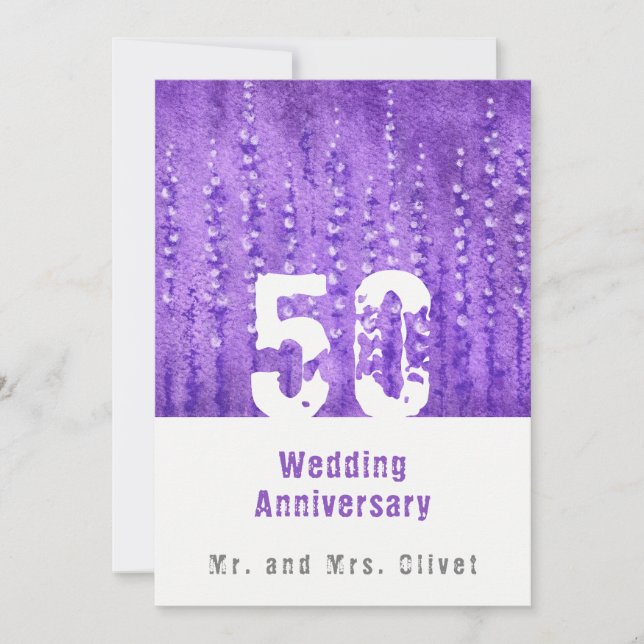 Invitation Lilac Lupines 50 Anniversaire du Mariage (Devant)