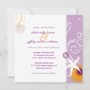 Invitation Lilac Orange Mariage blanc sur la plage
