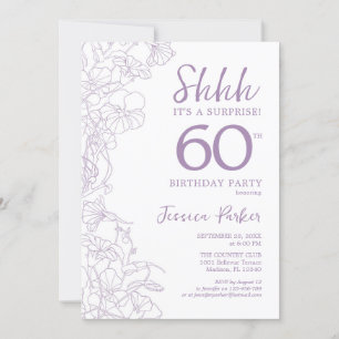 Invitation Lilac Purpl White Botanical Surprise 60e anniversa