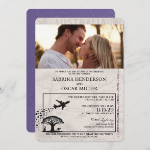 Invitation Lilac Purple Australie Mariage de passeport