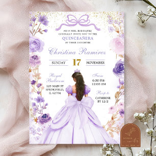 Invitation Lilac Purple Coquette Bow Princesse Quinceanera