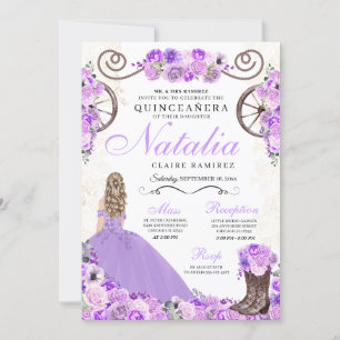 Invitation Lilac Purple Ranchero Princesse Robe Quinceanera