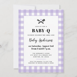 Invitation Lilac souple En vichy Baby shower plat BBQ