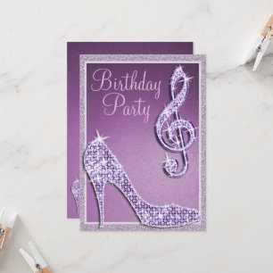 Invitation Lilac Stiletto & Treble Clef Anniversaire