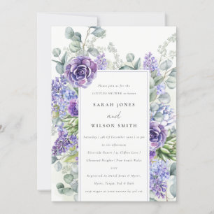 Invitation Lilac Succulent Eucalyptus Foliage Couples Douche