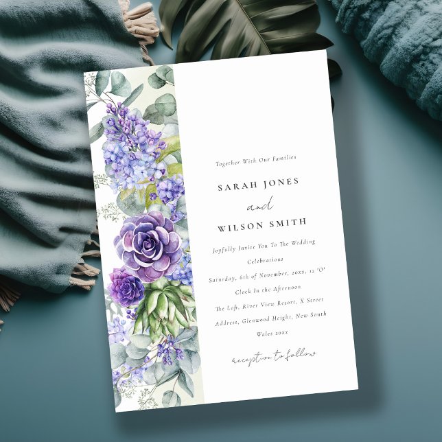 Invitation Lilac Succulent Eucalyptus Mariage de cadre botani (Créateur téléchargé)