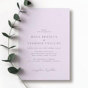 Invitation Lilac violet clair   Élégant Mariage Lavender