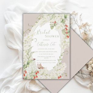 Invitation Lilas blancs fraises floral vintage mariage 