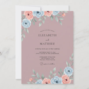 Invitation Lilas Mauve Pervenche Ranunculus Eucalyptus Weddi