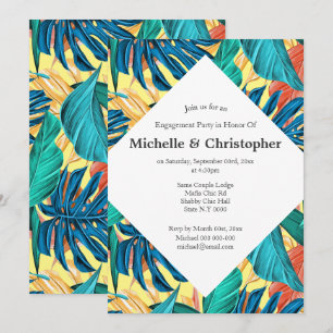 Invitation L'île d'été des feuilles tropicaux, l'aloha, citro