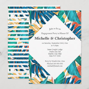 Invitation L'île d'été des feuilles tropicaux, l'aloha coloré