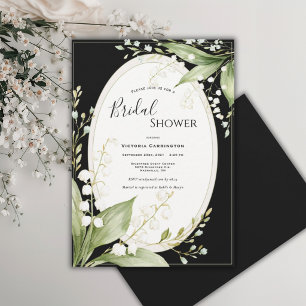 Invitation Lilies de la Vallée Blanche Mariage Noir 