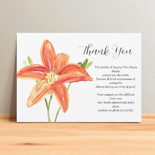 Invitation Lilies Orange Floral funérailles Merci de la mort