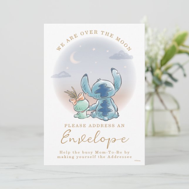 Invitation Lilo & Stitch | Au-dessus de la lune - Baby shower (Debout devant)