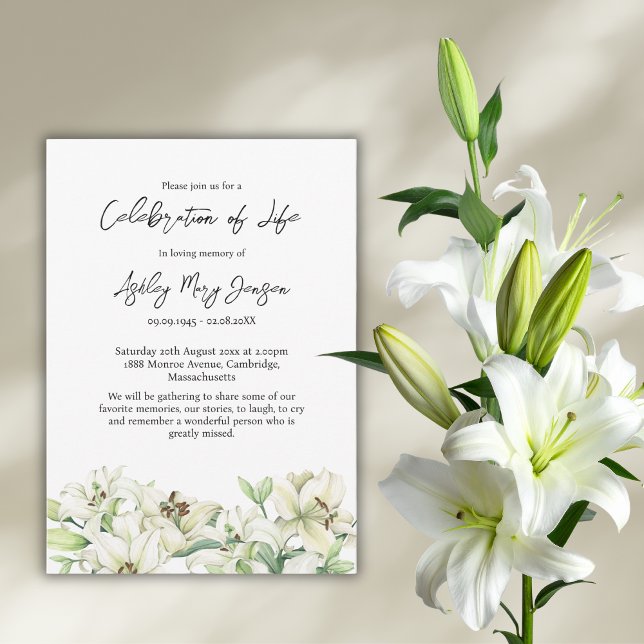 Invitation Lily Celebration of Life Funeral (Créateur téléchargé)