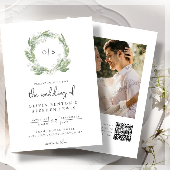 Invitation Lily De La Vallée Blanc Mariage Floral RSVP (Créateur téléchargé)