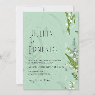 Invitation Lily de Valley Vert doux avec bordure graphique