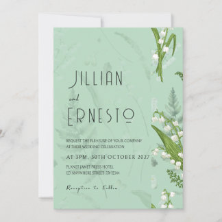 Invitation Lily de Valley || Vert doux avec bordure graphique