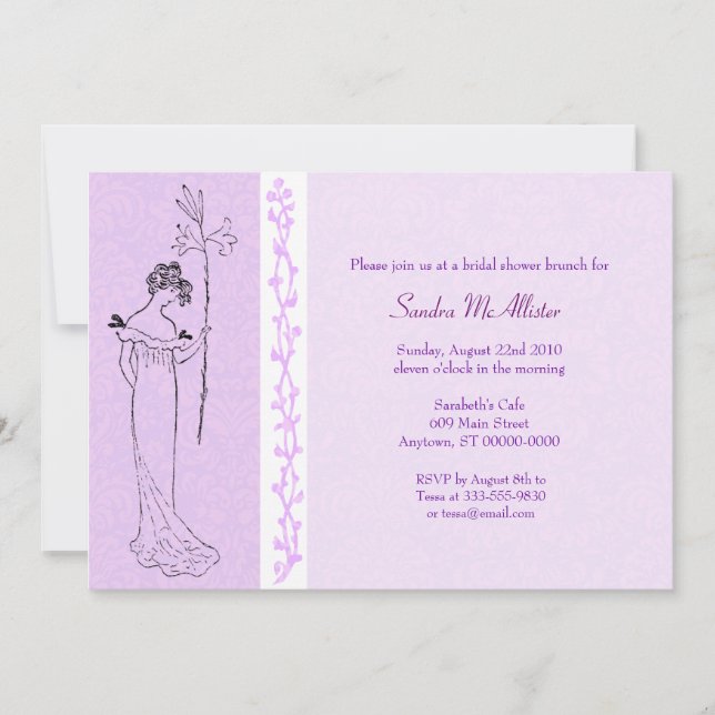 Invitation Lily Fête de l'mariée Lilac (Devant)