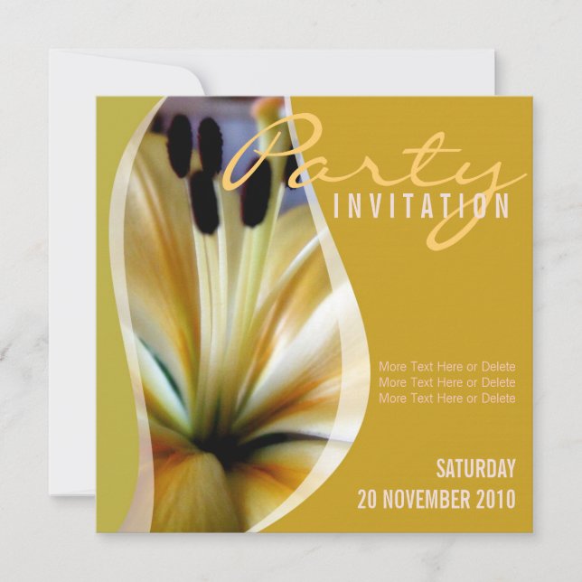 Invitation Lily Flower Party + Toutes les occasions Invitatio (Devant)