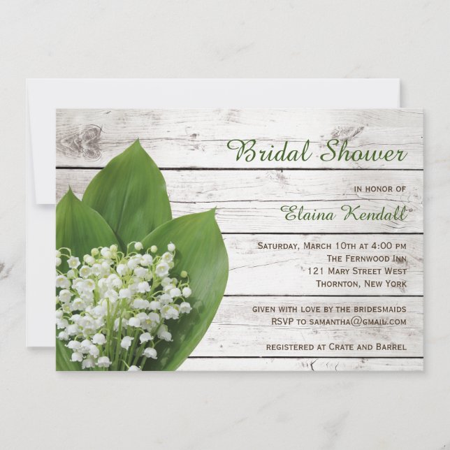 Invitation Lily of the Valley Fête de l'mariée barn board (Devant)