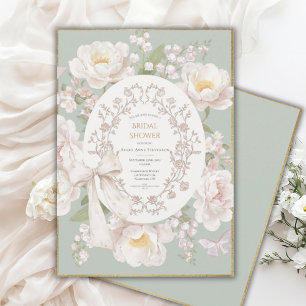 Invitation Lily Peony Floral Vintage Lavage de Mariée
