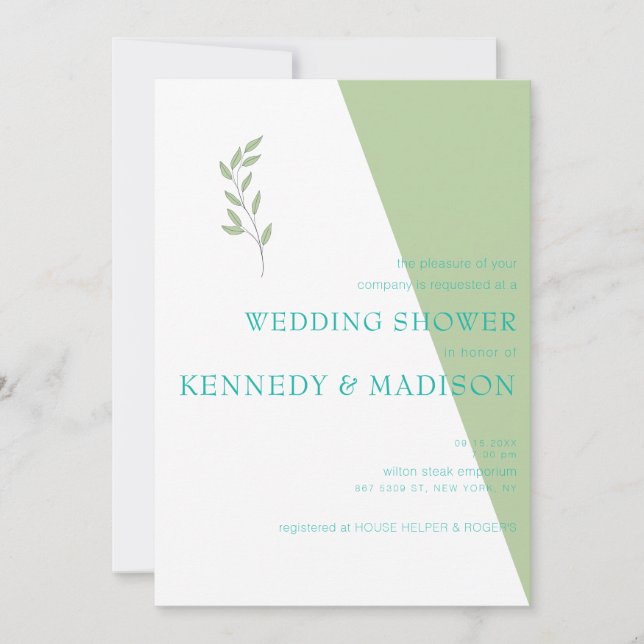 Invitation Lime Géométrique Magnifique minimaliste Mariage (Devant)