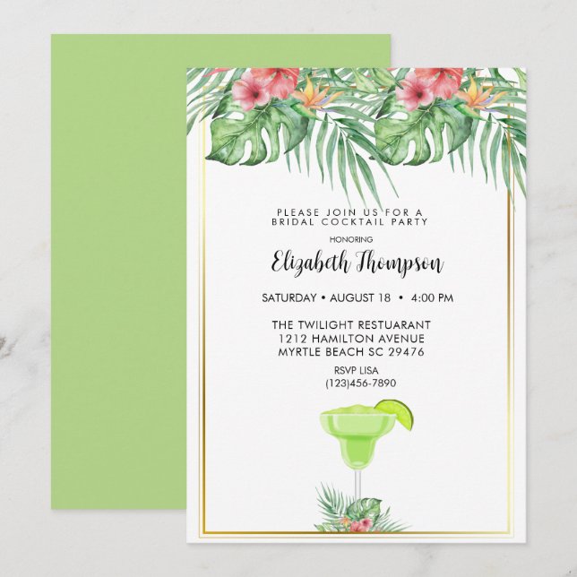 Invitation Lime Margarita Bridal Cocktail de douche Invitatio (Devant / Derrière)