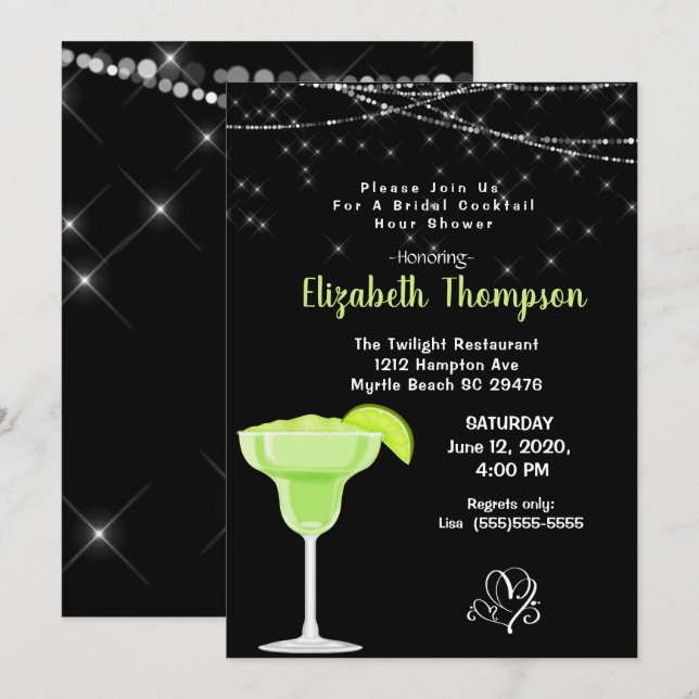 Invitation Lime Margarita Bridal Cocktail de douche Invitatio (Devant / Derrière)