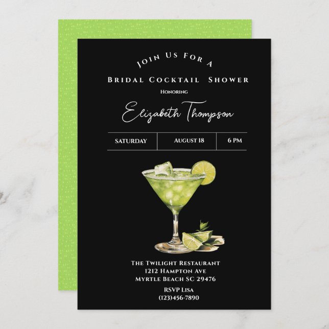 Invitation Lime Margarita Bridal Cocktail de douche Invitatio (Devant / Derrière)